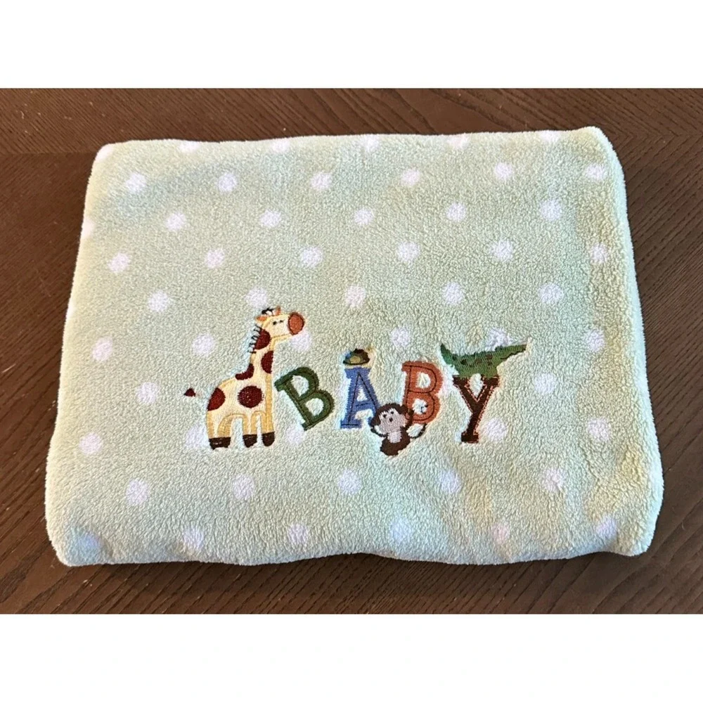 Garanimals Walmart Green Polka Dot Baby Giraffe Flowers Baby Blanket/Lovey 39x29